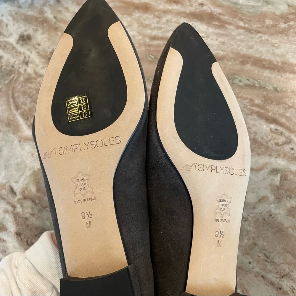 Simply Soles Simplysoles Leather Pointed Toe Flat Loafer Shoes Size 9.5